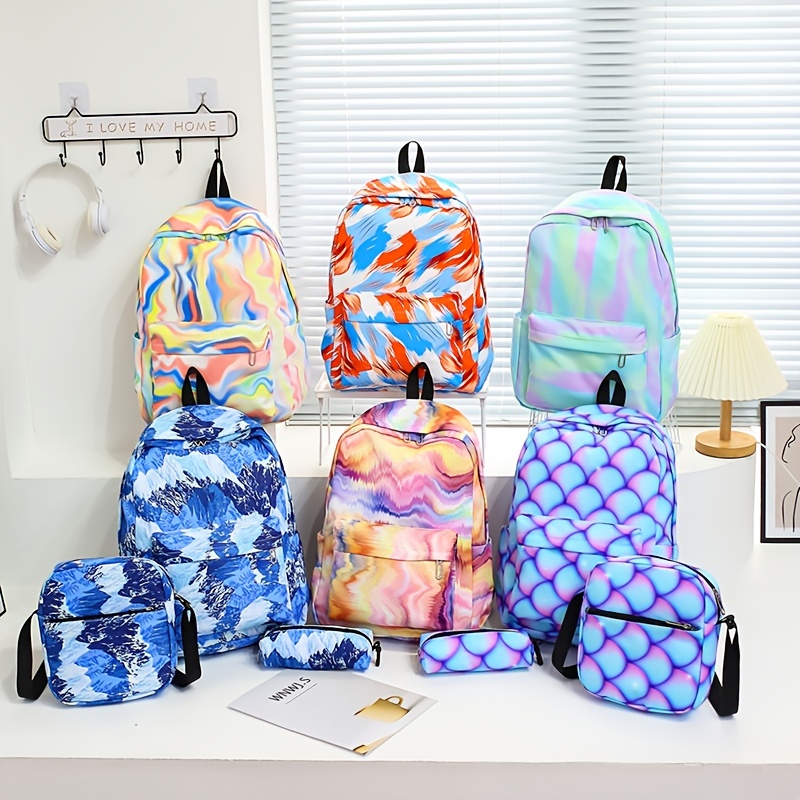 Colorful Graffiti Print Backpack Set, Symphony Preppy Style Travel  Schoolbag With Crossbody Bag And Pencil Case - Temu