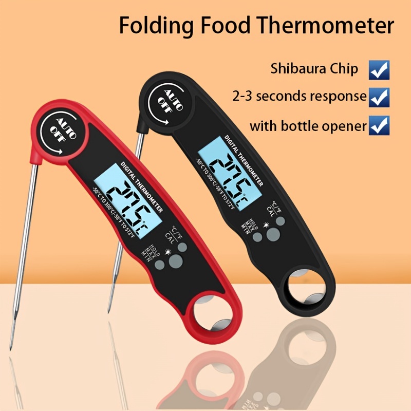 1pc Stainless Steel Foldable Food Thermometer With Bottle Opener Probe For  Kitchen, Bbq, Baking