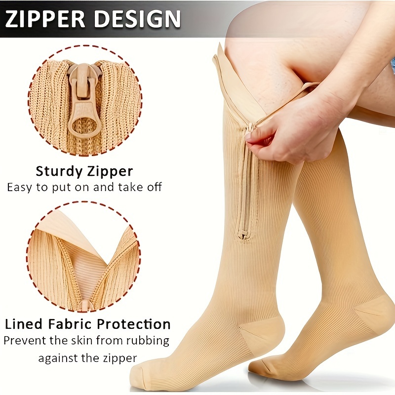 2 Pairs Copper Compression Socks 15-20mmHg Knee High for Women & Men