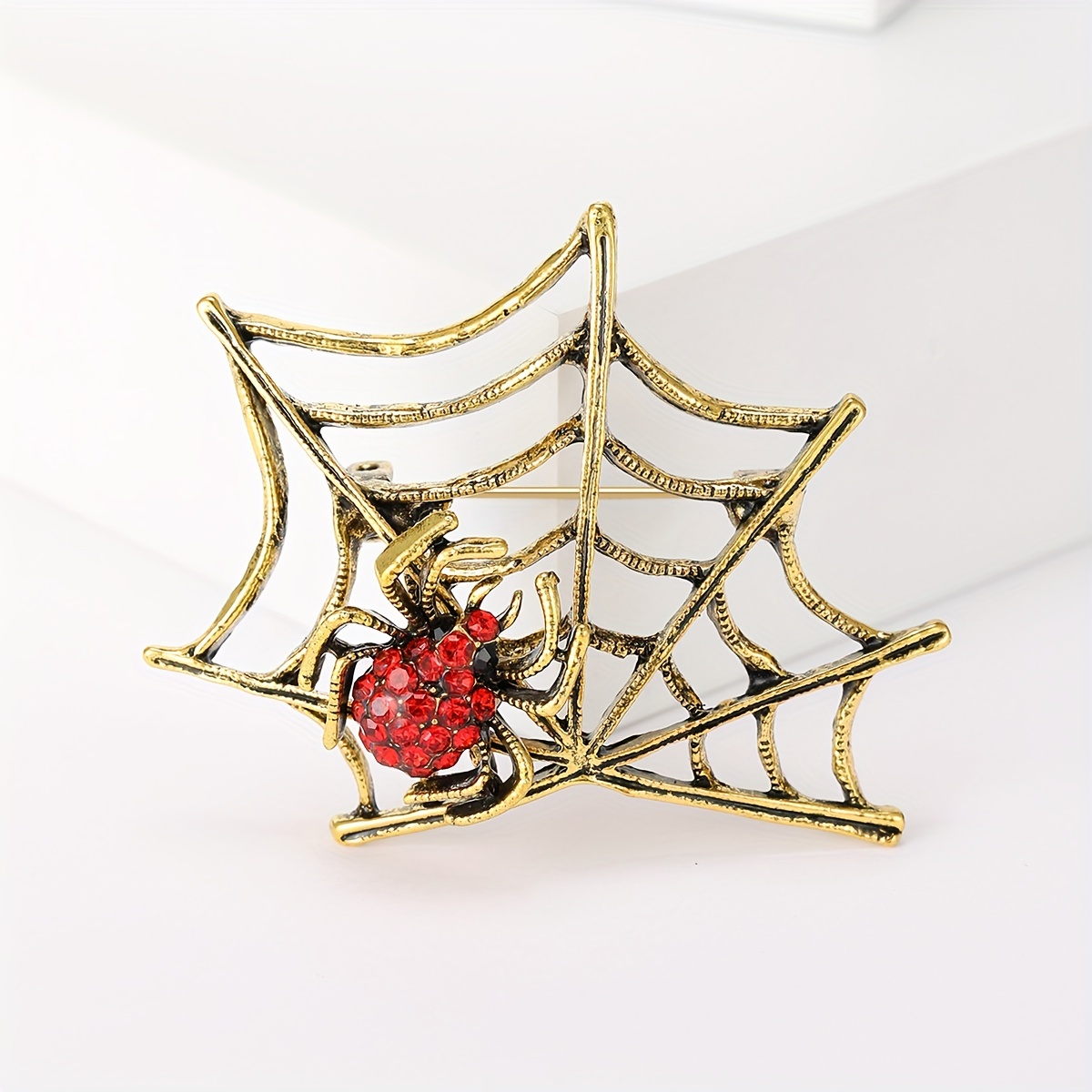 Vintage Style Spider Shape Alloy Brooch Pin Inlaid Colorful Shiny