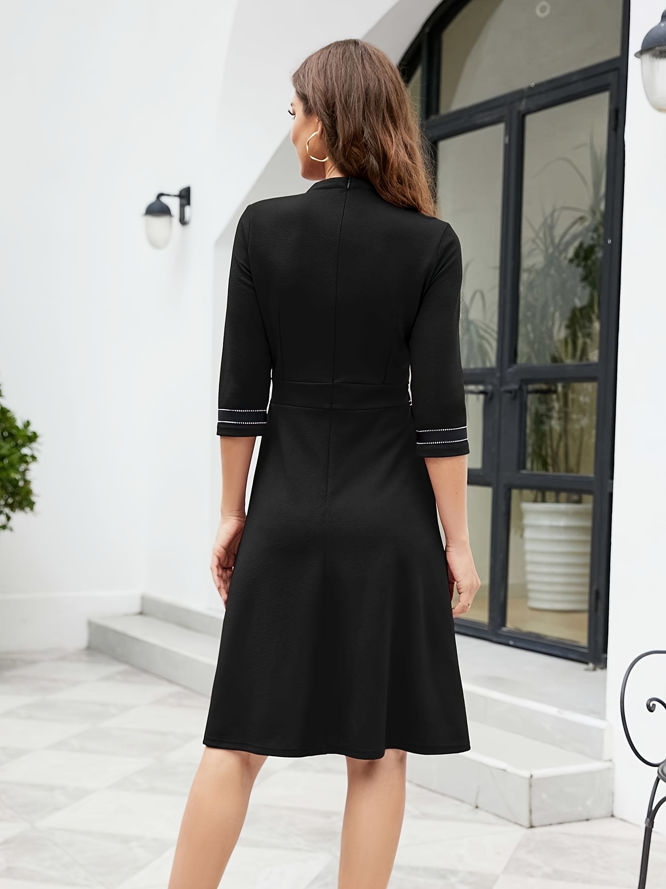 Vestido negro tres online cuartos