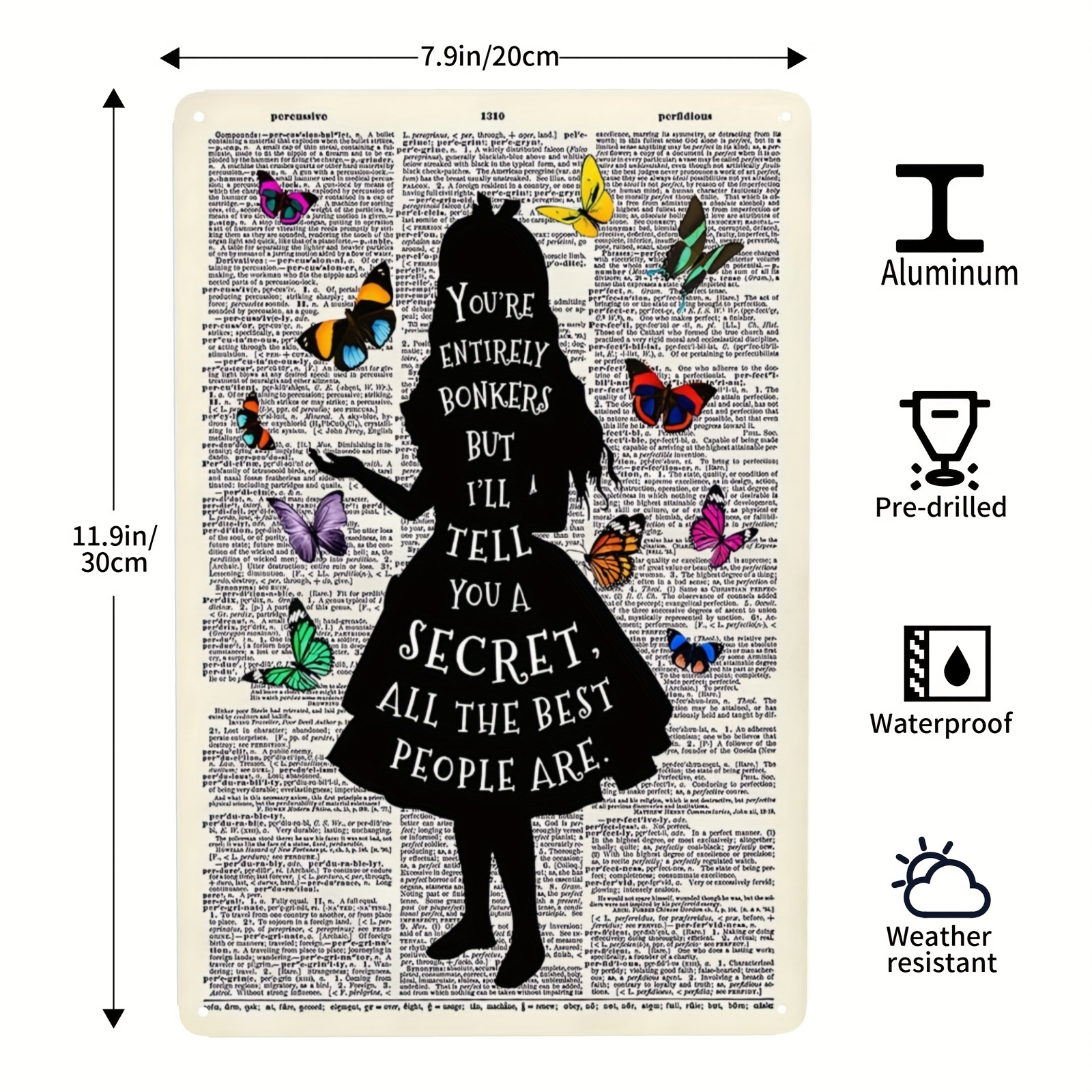 Alice in Wonderland Quotes Dictionary Art Print, Alice in