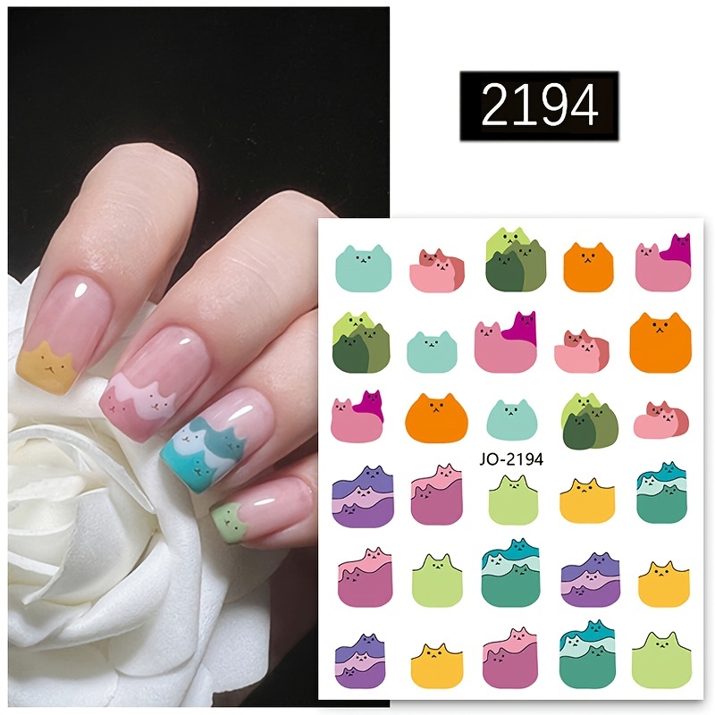 Kawaii Nail Art - Cute Kawaii Cat Nail Art 3D Nail Sticker set - Hello  South Korea