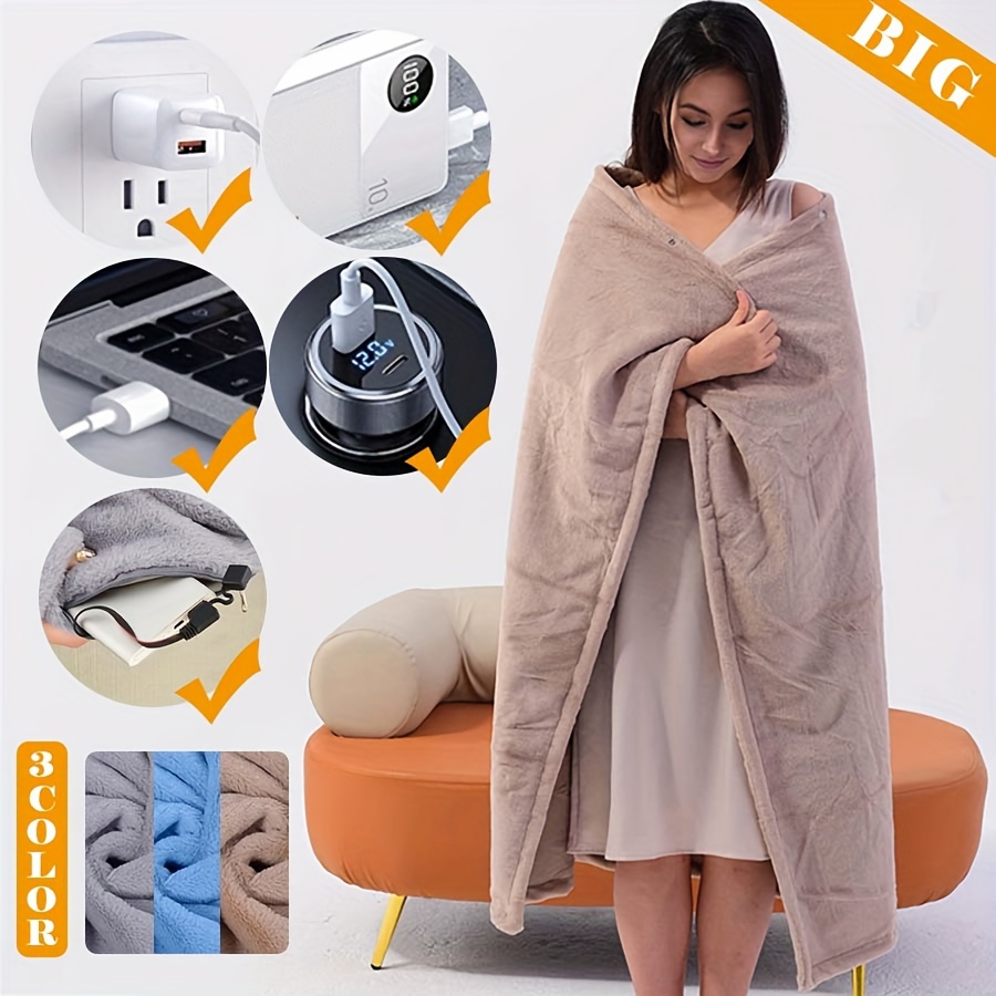 Usb Heating Travel Machine Washable For Sofa Bed 3 Levels Portable Electric  Blanket Winter Warm Soft Plush Car Shawl Camping
