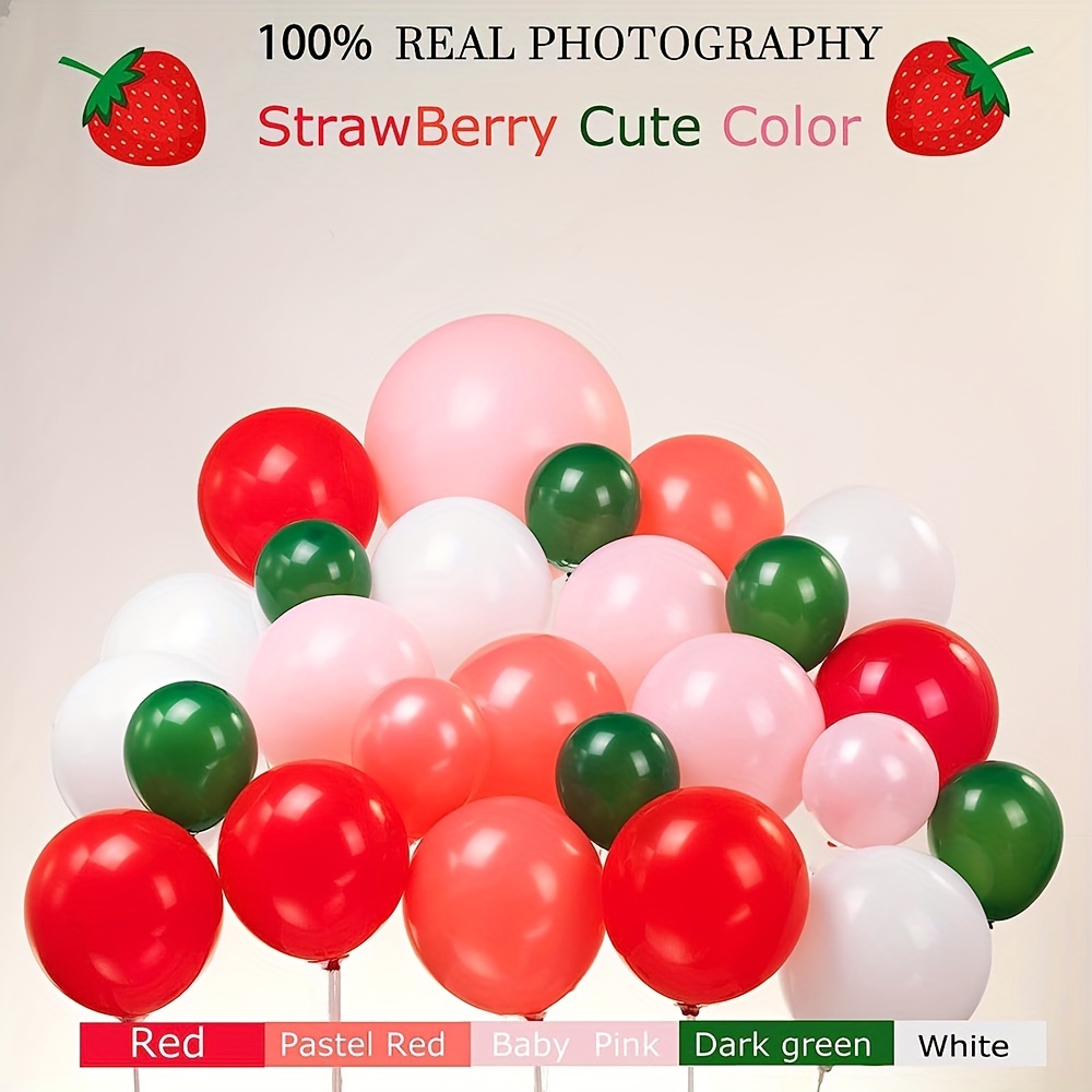 Strawberry Party Decoration Balloon Garland Set, Girl Birthday Party  Supplies, Strawberry Red Aluminum Foil Balloon Latex Balloon