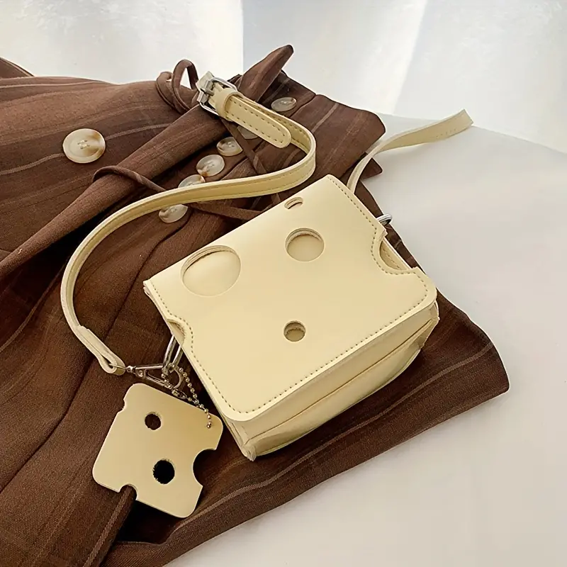 Mini Cute Cheese Shoulder Bag, Original Unique Trendy Faux Leather  Crossbody Bag With Small Square Pendant, Simple Versatile Casual Handbag &  Purse - Temu