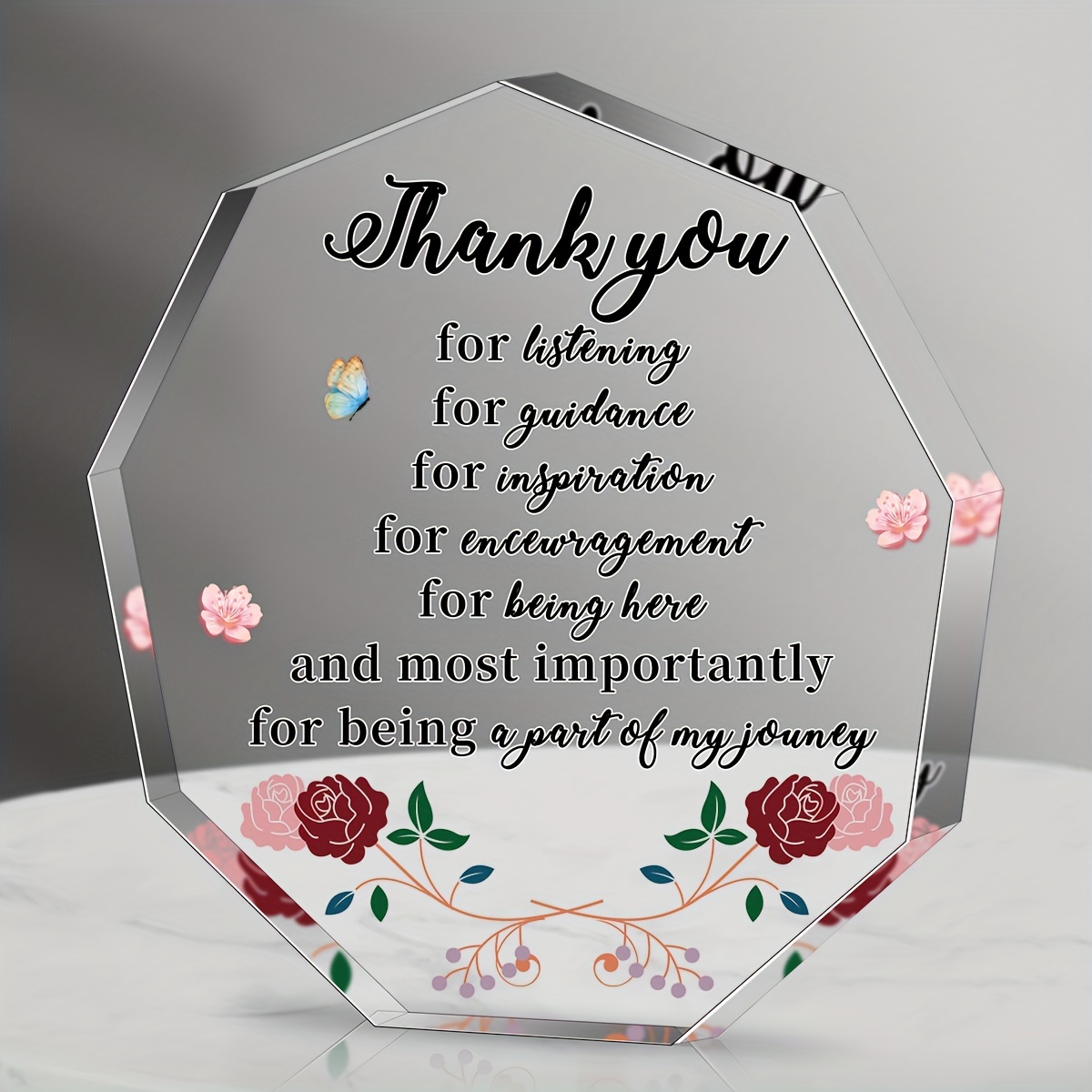 Thank You Gift for Women Men, Appreciation Gifts for Teacher Boss,  Colleague Leaving Gift, Office Desk Decoration Heart Shape Acrylic Sign  Gift-052
