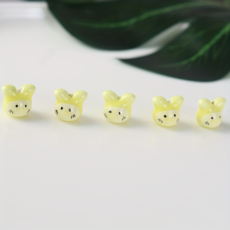 

10 Pcs Colorful Cartoon Fat Little Rabbit Ceramic Beads Cute Bunny Glass Loose Spacer Beads For Diy Bracelet Necklace Jewelry Making Easter Decoration