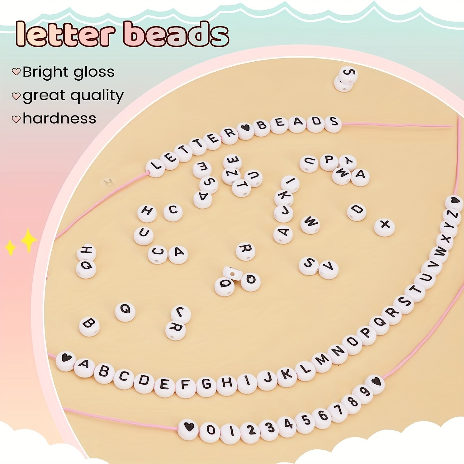 Bright Letter Beads for Bracelet Bright Alphabet Beads for 