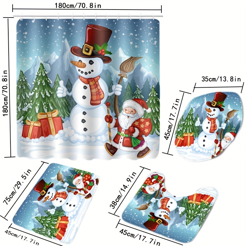 4pcs Christmas Car Accessories Santa Claus & Snowman Shaped