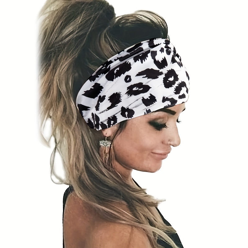 Y2K Leopard Prints Knotted Headband Colorful Sports Sweatband