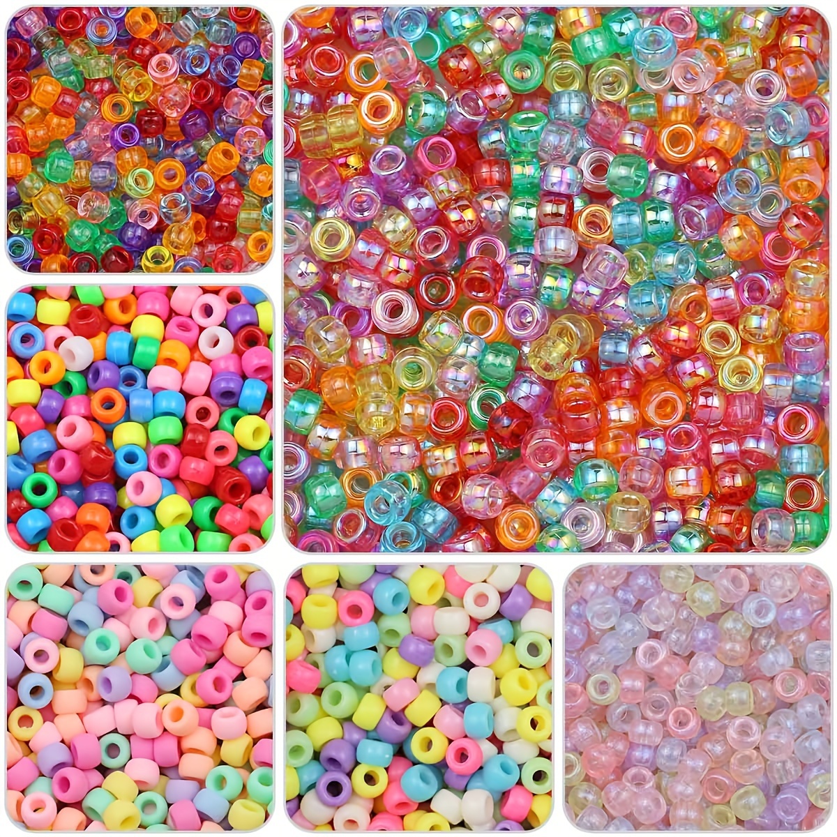 

200pcs 6*9mm Mixed Color Large Hole Acrylic Loose Beads For Jewelry Making Handmade Diy Braided Bracelet Necklace Earrings Beaded Craft Supplies