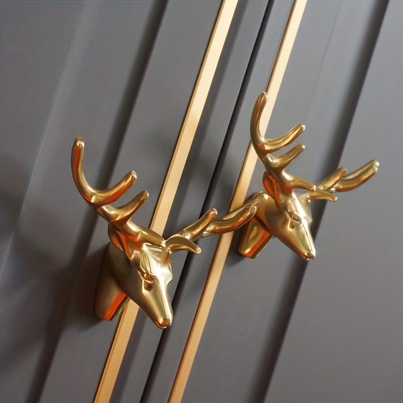 

1pc Brass Deer Shape Cabinet Pulls, Gold Drawer Handle, All Copper Wardrobe Knob Used For Furniture Home Decoration