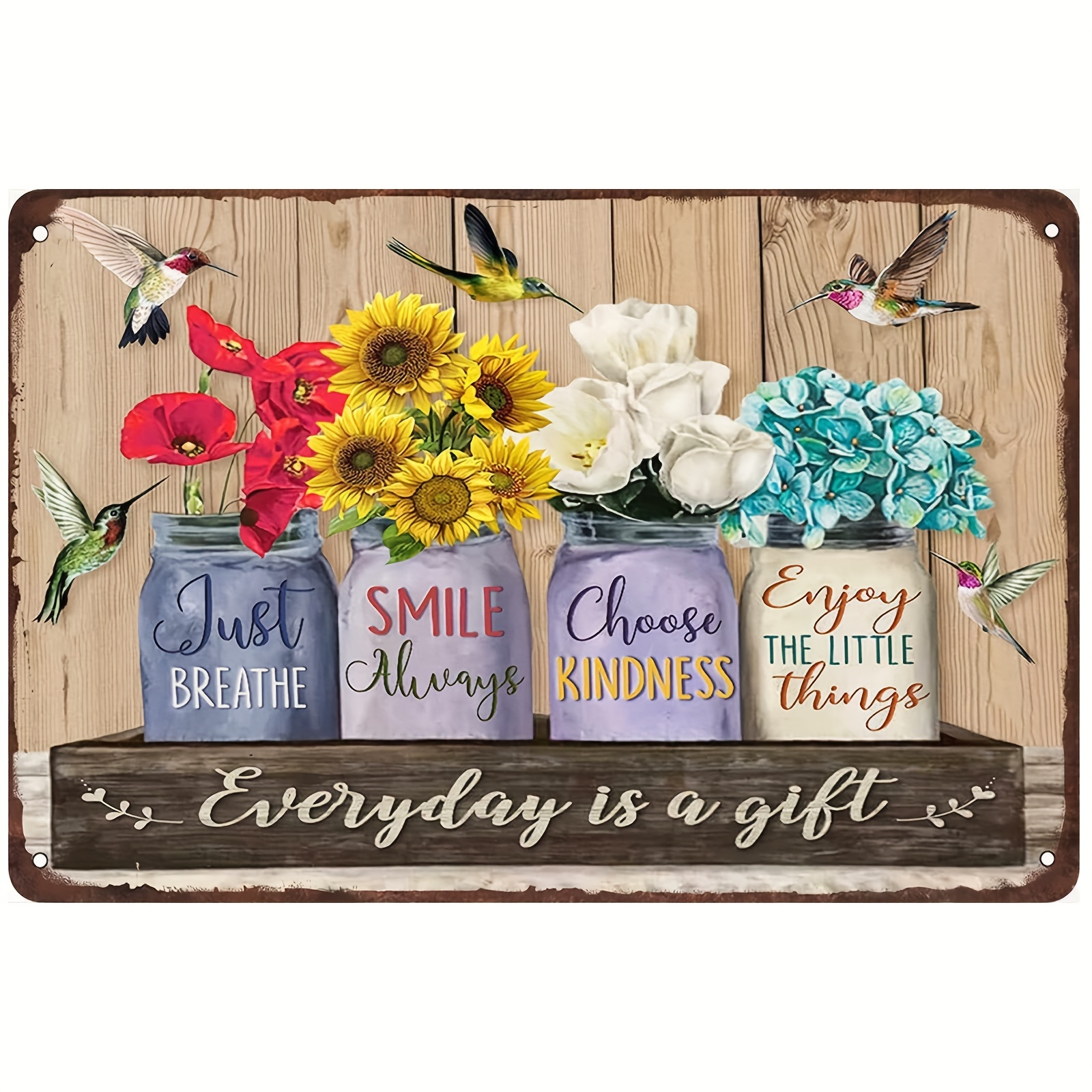 Hummingbird Tin Sign Breathe Smile Always Choose Kindness - Temu Portugal