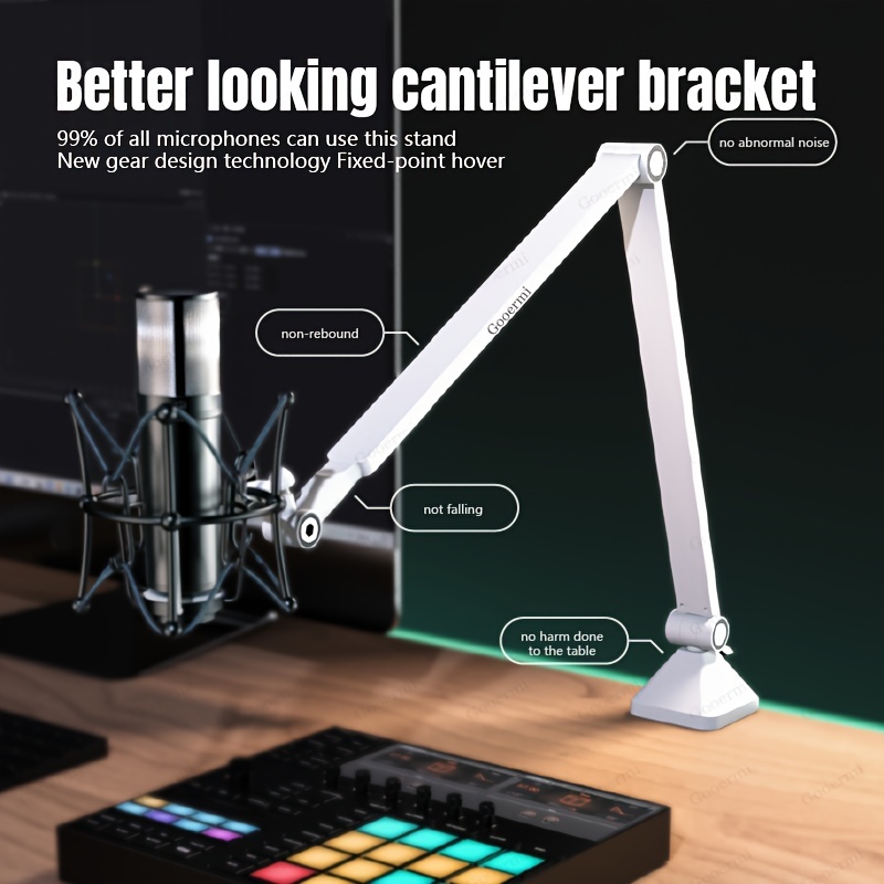  Microphone Stand for Blue Yeti, Quadcast Boom Arm Scissor Mic  Stand with Windscreen and Double layered screen Pop Filter Heavy Duty Mic  Boom Scissor Arm Stands, Broadcasting and Recording.Game : Musical