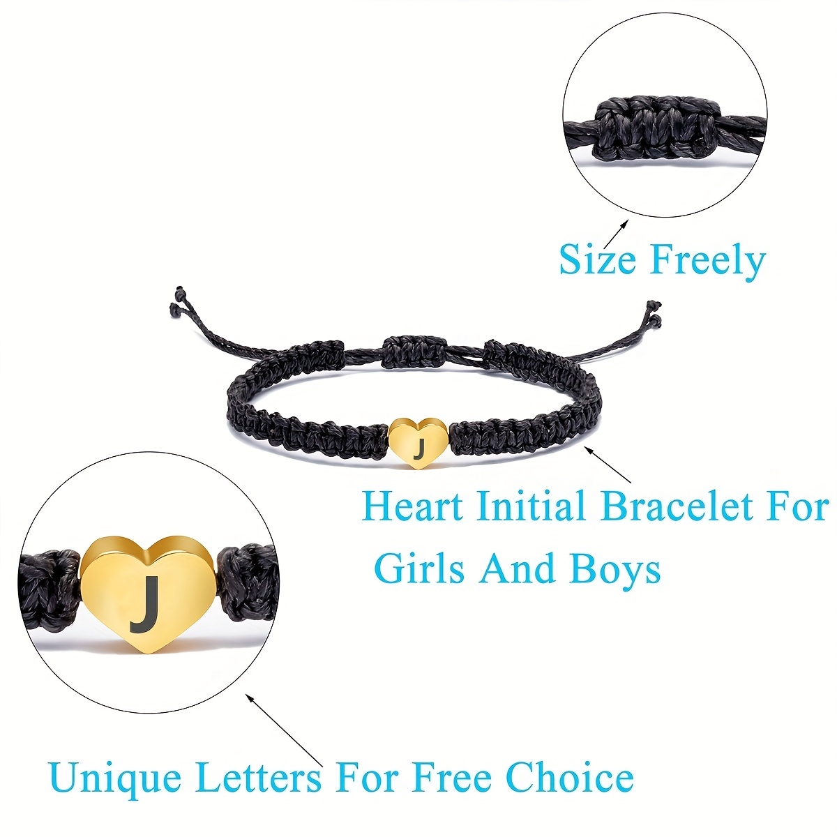 Initial Bracelets for teen girls/boys, Initial V Letter Bracelets Charm  Bracelets Handmade Bracelets for Valentines Day Mother's Day Birthday