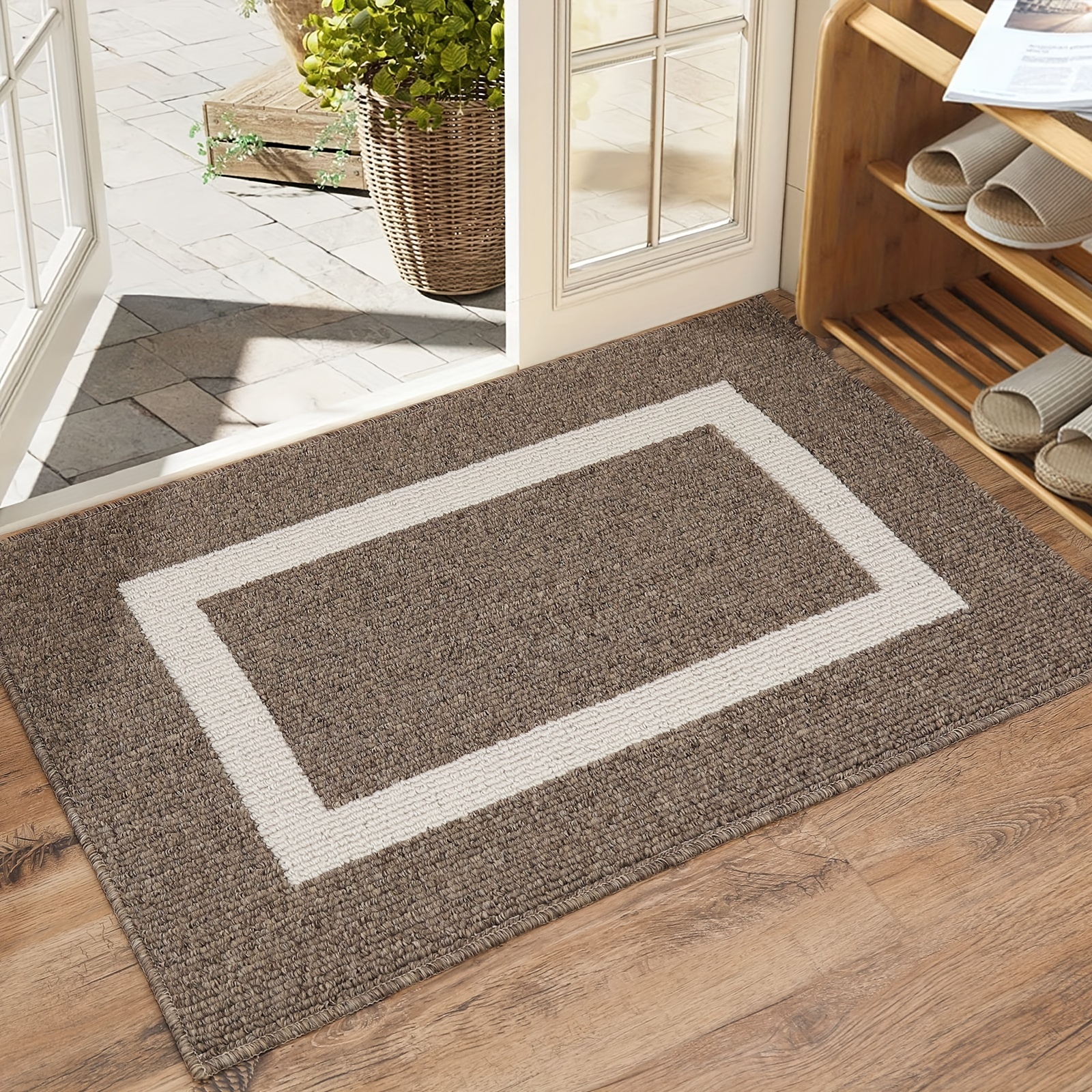 Indoor Doormat Entryway Door Rug, Absorbent Mud Trapper Mats, Low-Profile  Inside Floor Mats,Washable Non-slip Carpet Forset