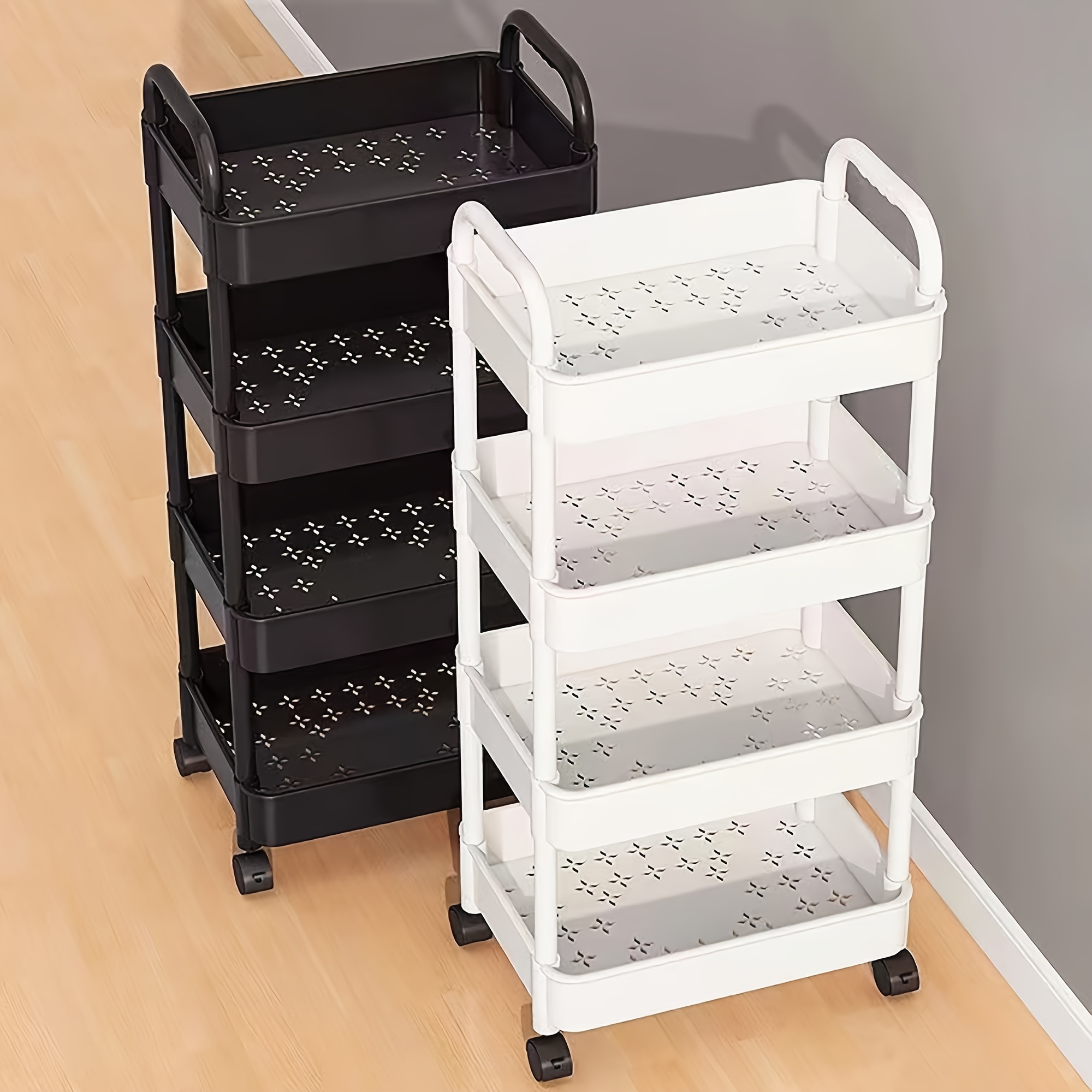 Upgrade Your Bedroom Storage With This Multifunctional White & Yellow  Trolley Shelves Organizer! - Temu