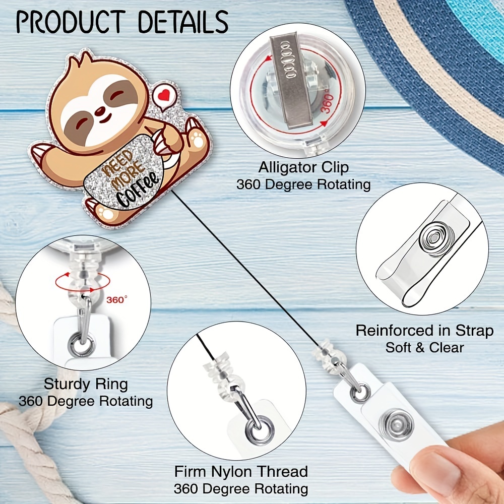  ZBBFSCSB 50% ICED Coffee Funny Shaped Badge Reel Holder with  Metal Shark Clip, Office Hospital Lab Work ID Tag, Badge Gift for Nurse,  Gift for Psychiatrist, Emergency Doctor Coffee Lovers