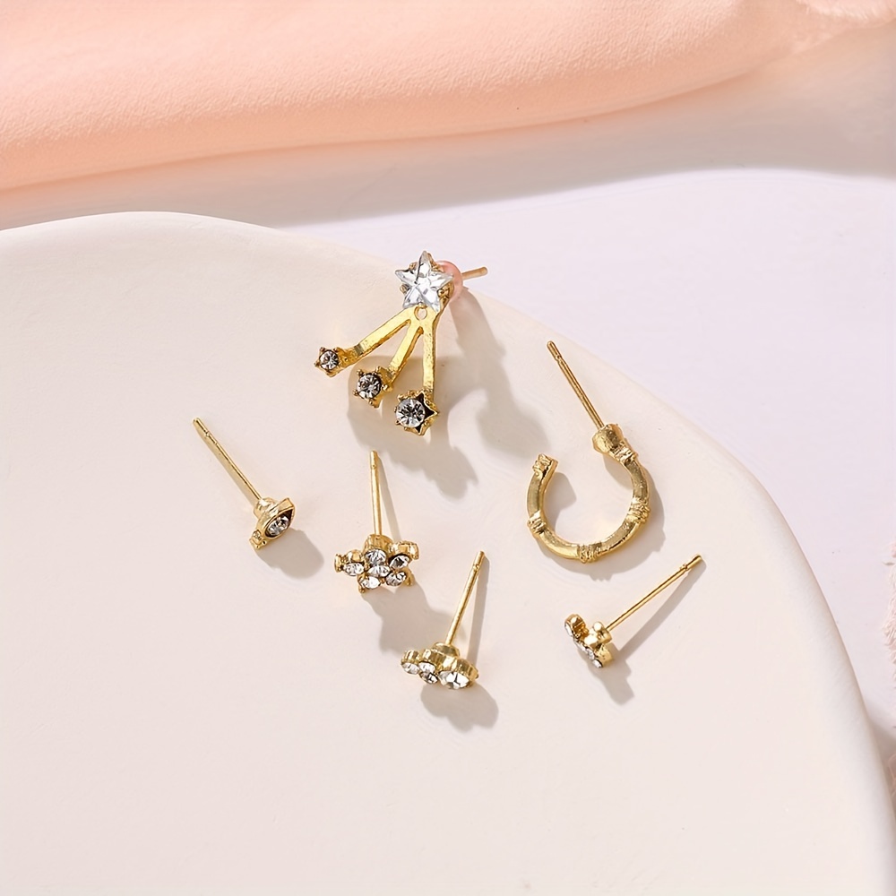 Womens Moon Star Crystal Rhinestone Stud Earring Piercing Tragus Conch  Earrings