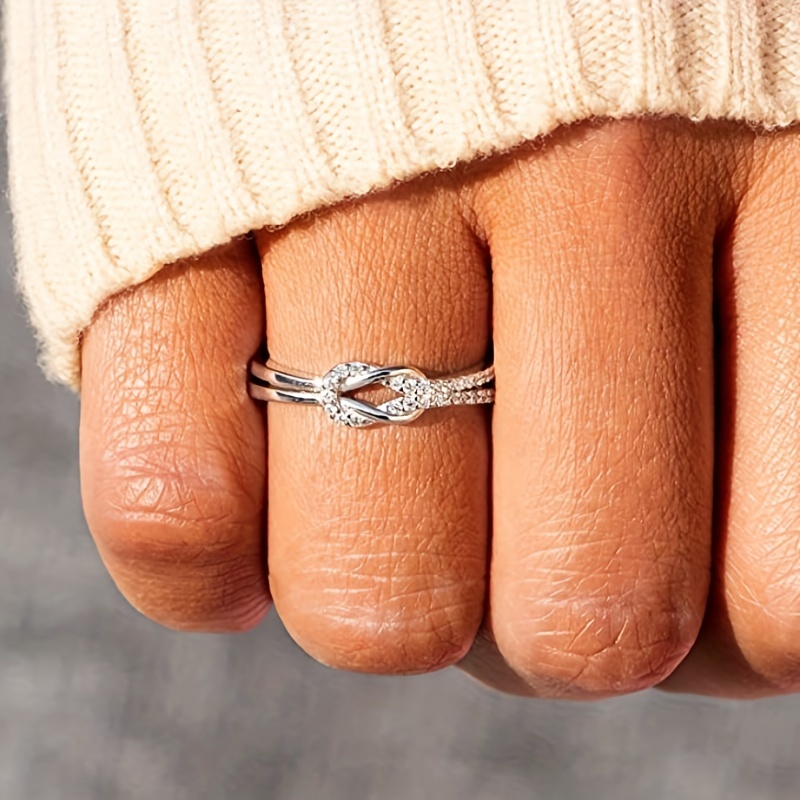 S925 Silvery Infinity Ring with Cubic Zirconia Sparkle