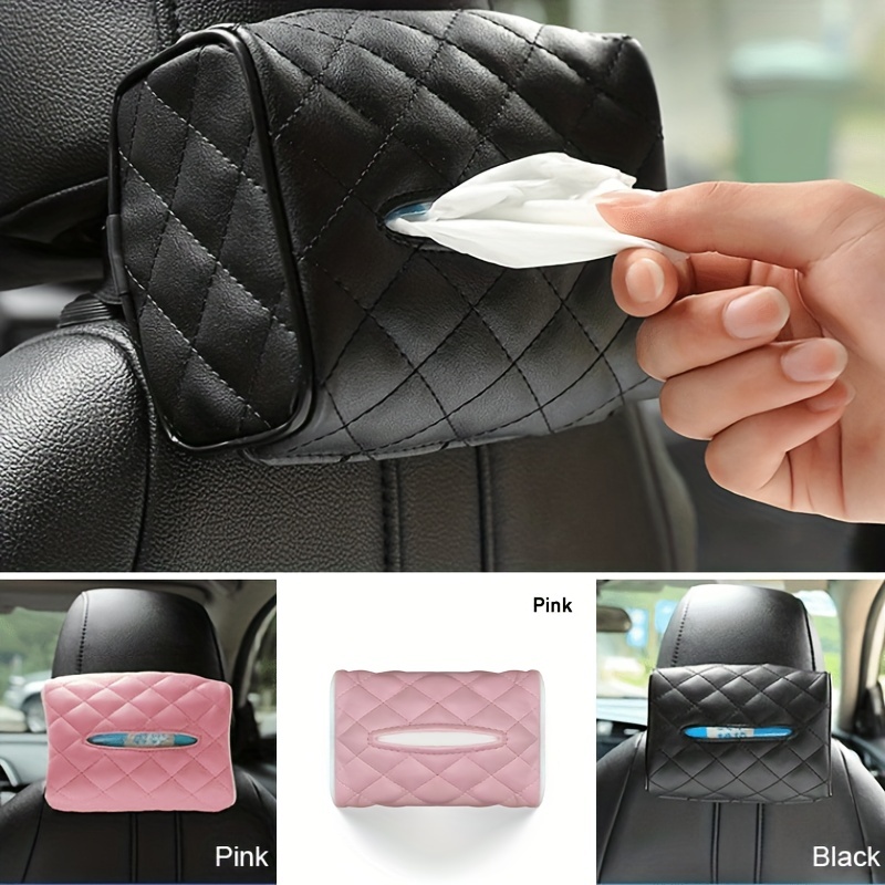 Pink/black Automobile Universal Tissue Car Sun Visor Tissue Box Holder Auto  Interior Storage Decoration For Universal Car Accessories