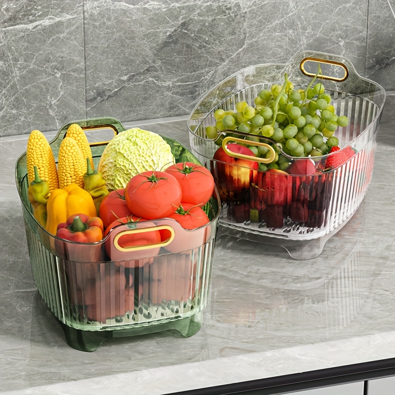 Double couche Panier de vidange Plastique Cuisine Passoire Passoire Bol  Fruits & Légumes Lavage
