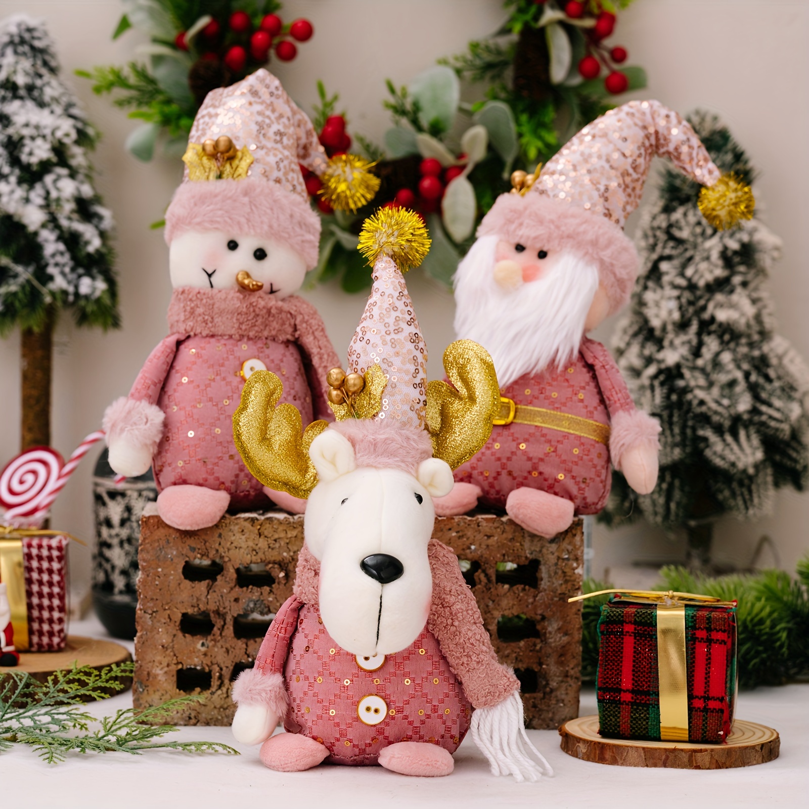 Christmas Snowman Elk Santa Christmas Decorations For Home - Temu