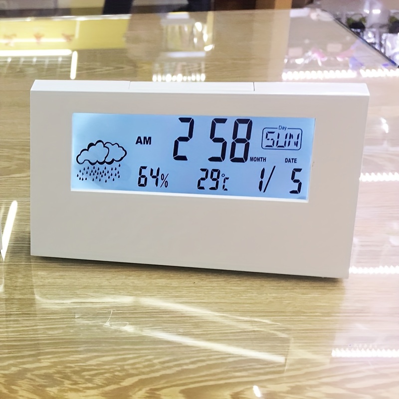 White Temperature Humidity Meter Clock Multifunctional - Temu