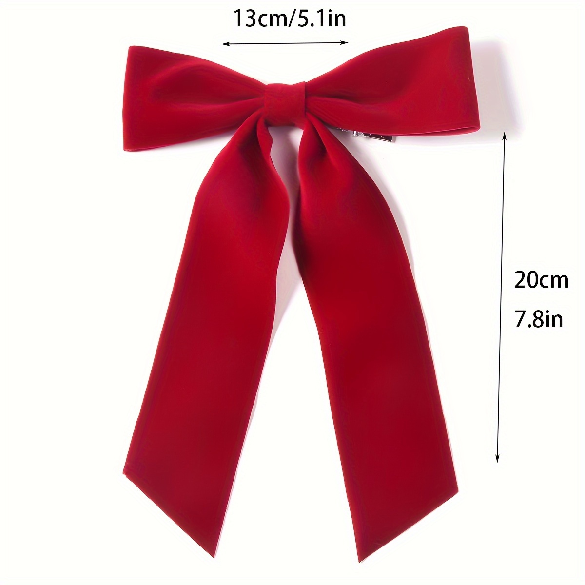 1pc Women's Velvet Long Ribbon Red Bow Hair Clip, Vintage Elegant Fashion  Hair Accessory For Daily, Party, Festival