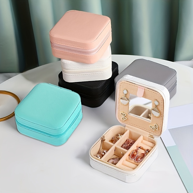 

Minimalist Mini Square Jewelry Box, Lightweight Solid Color Travel Organizer, Portable Dustproof Container