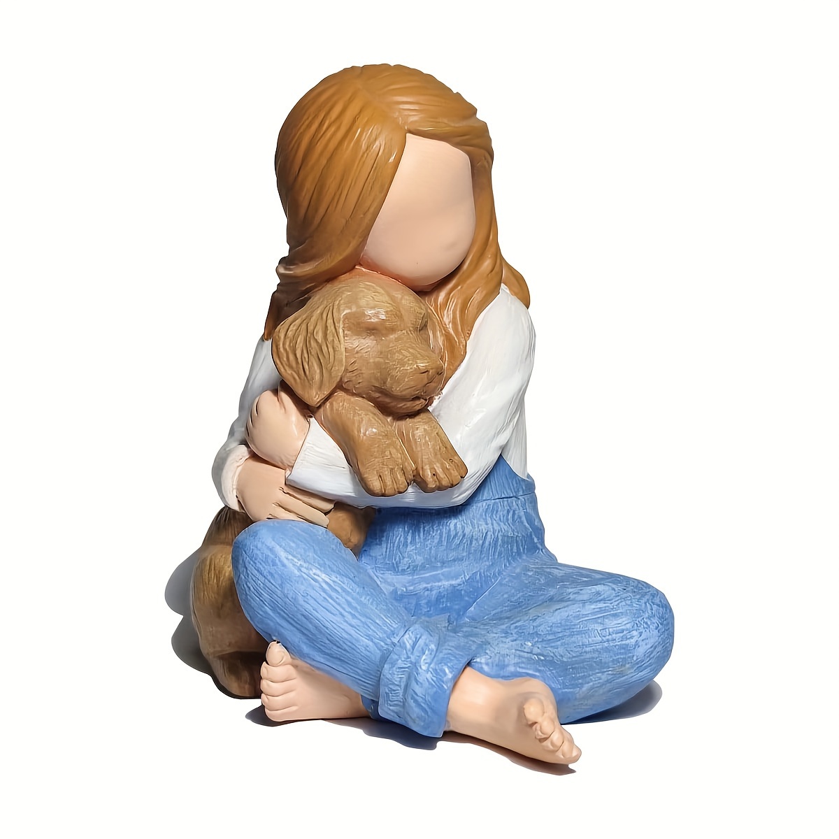 Image of Gift For Dog Lovers, Hugging Dog Memorial Statue Ornament Home Decoration, Best For Christmas, Thanksgiving