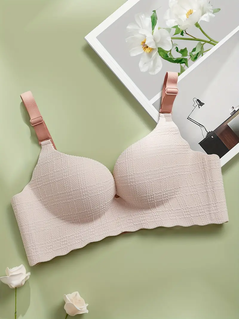Seamless Color Block Everyday Bras Comfortable Soft Wide - Temu