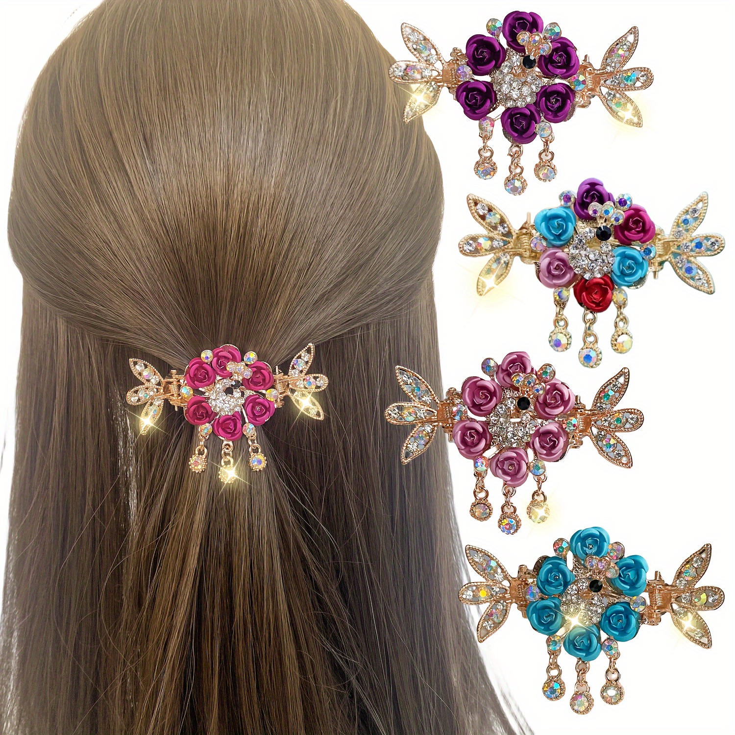 pince cheveux accessoire cheveux fille femme Épingles à cheveux élégantes  coréennes, Barrettes à strass en cristal