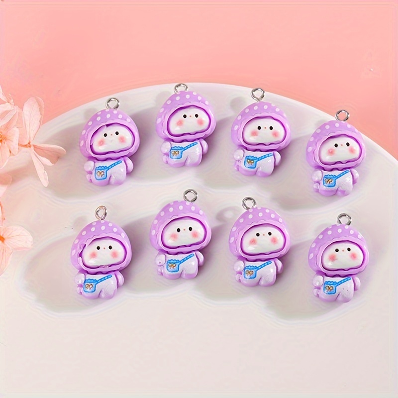 8pcs Y2K Cartoon Anime Multi Style Turkey with Hole Resin Pendant Charms DIY Handmade Jewelry Accessories for Necklace Bracelet Earrings Keychain