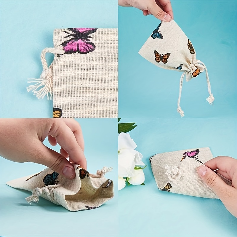 Butterfly Drawstring Gift Bags Polyester Cotton Bags Wheat - Temu