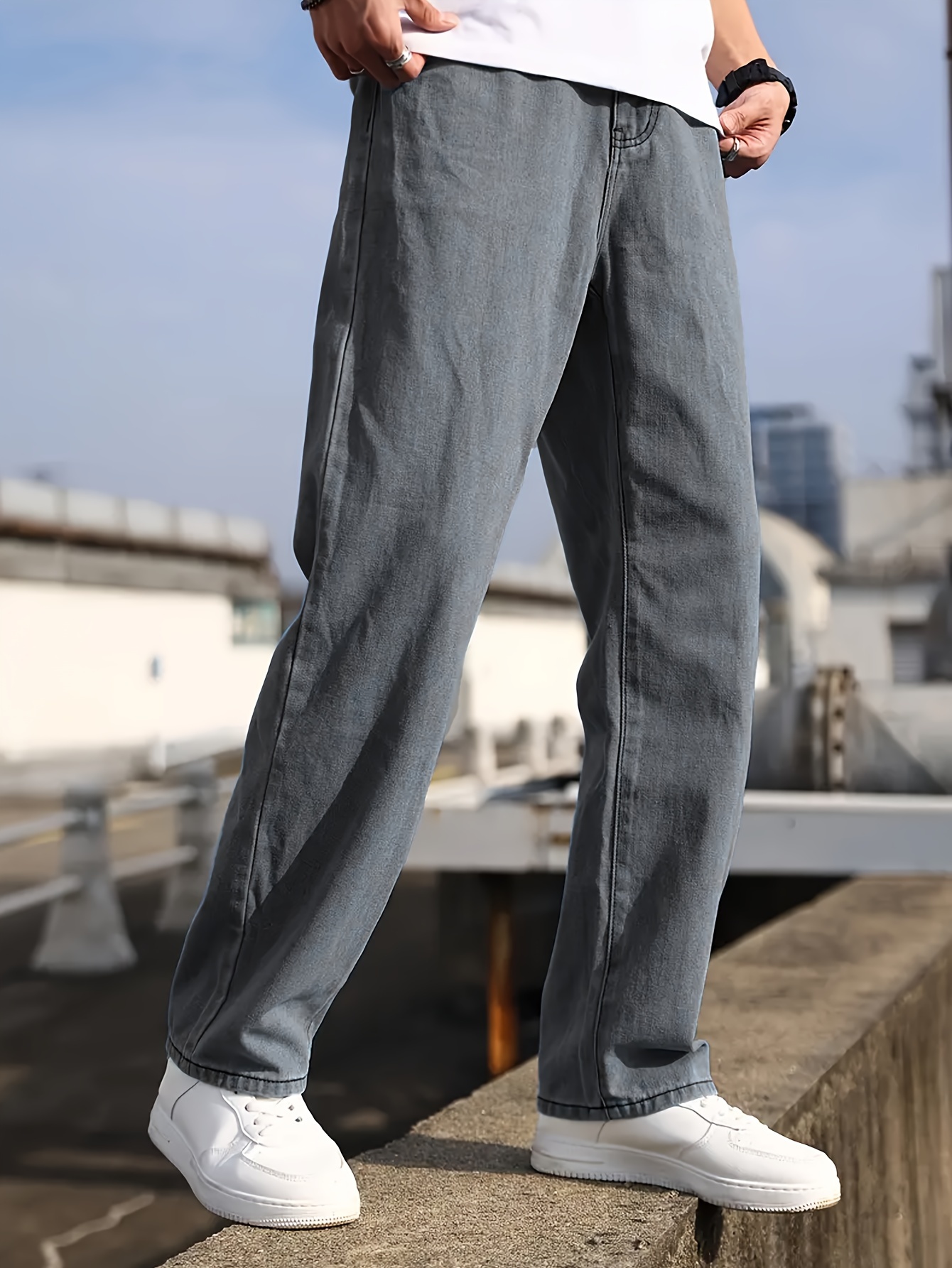 Men's Loose Fit Baggy Jeans Casual Street Style Comfy Denim - Temu Estonia