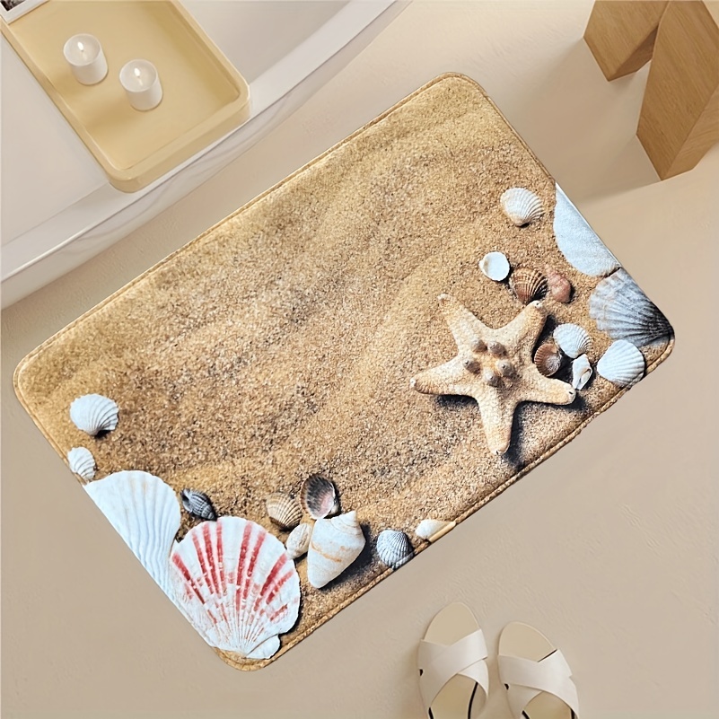 Non slip Diatom Mud Soft Bathroom Mat Beach Starfish Shell - Temu