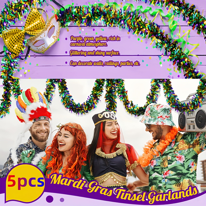 Mardi Gras Decorations, include 1pcs No DIY Mardi Gras Banner and 32 pcs  Mardi Gras Hanging Swirls,Mardi Gras Birthday Decorations for Party,Mardi