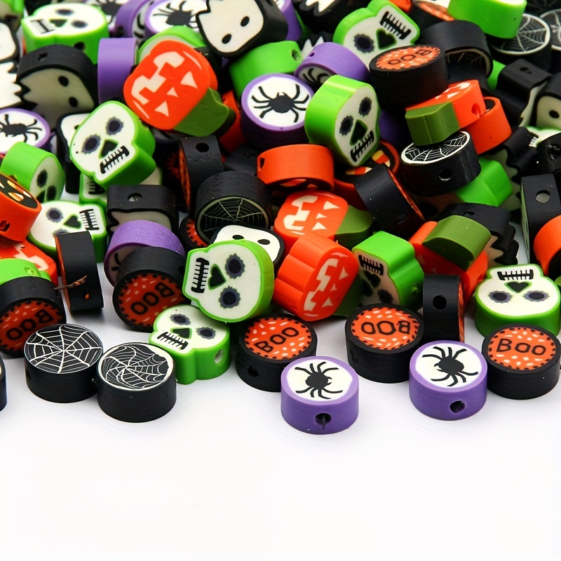 Mixed Halloween Clay Loose Beads Polymer Clay Ghost Skull - Temu