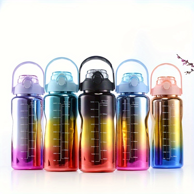 Gradient Water Bottle Set: Leakproof Straw equipped - Temu