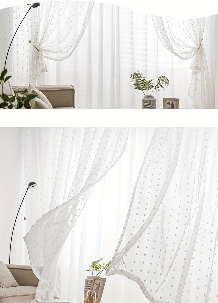 Grommet Top Boho Sheer Curtains White Pom Pom Tufted Semi - Temu