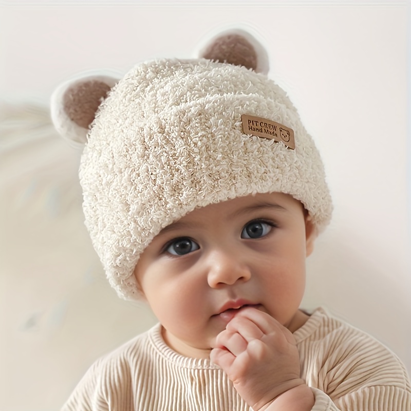 Gorro Invierno Bebé Punto Protección Oídos Oso Dibujos - Temu