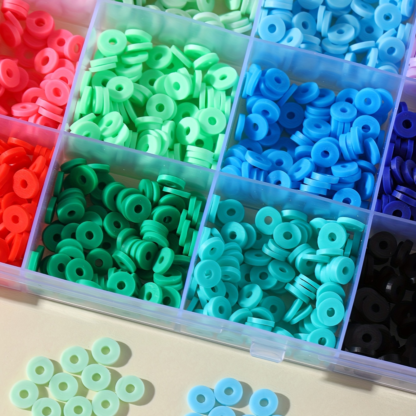 Rainbow Soft Clay Strips Flat Round Polymer Clay Beads - Temu