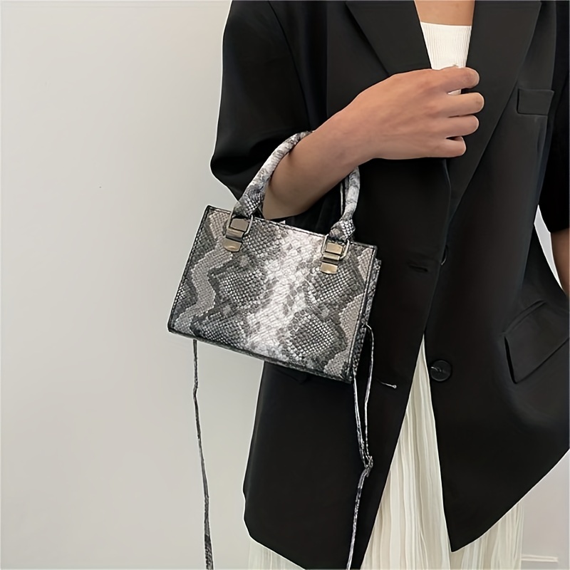 Stylish Snakeskin Handbag Python Flap Crossbody Satchel Bag