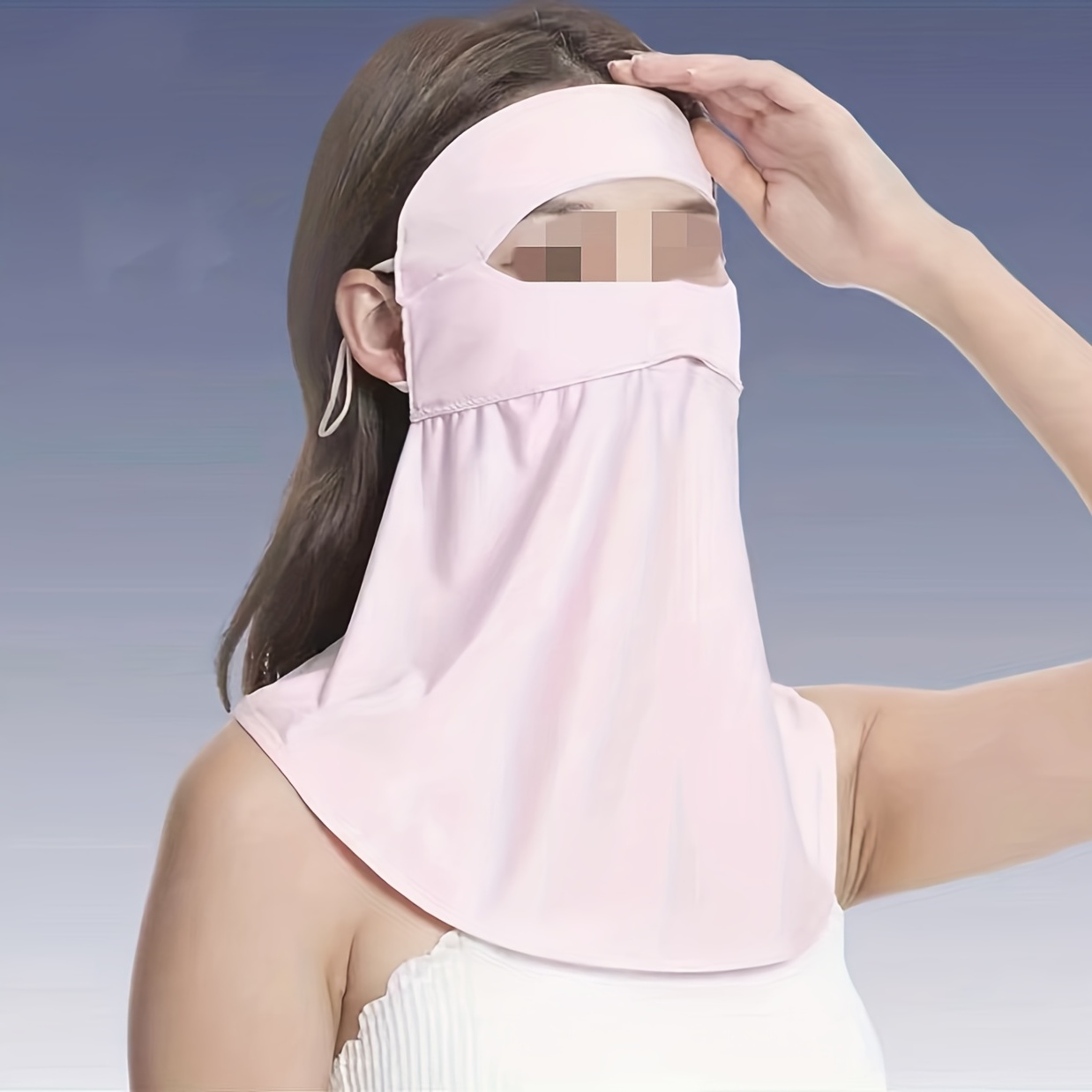 1pc Ice Silk Full Face Sunscreen Mask For Women Anti Uv Sunshade