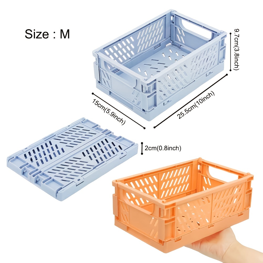 Mini Baskets Shelf Stacking Folding Crate Bin for Bedroom Small