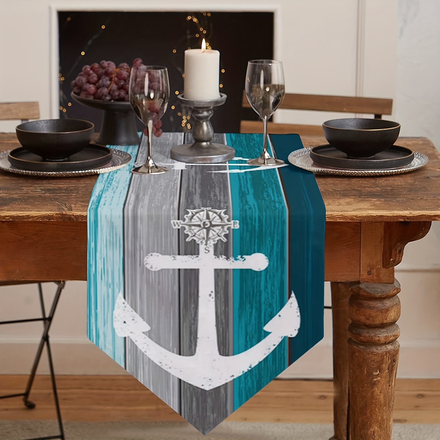 Ocean Style Linen Table Runner Summer Seashore Decor