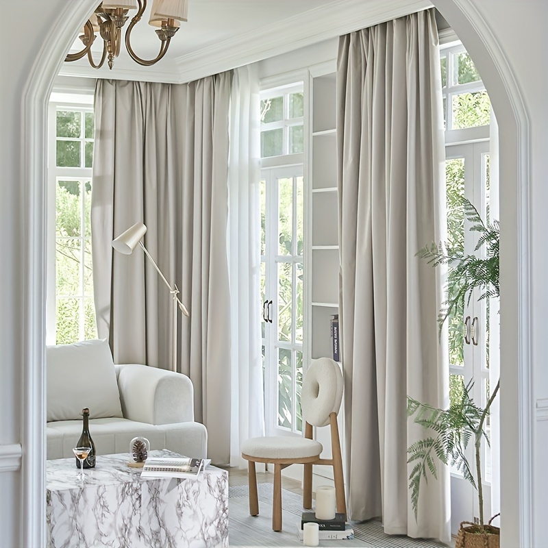 1 pieza cortina blanca sólida, panel de cortina transparente