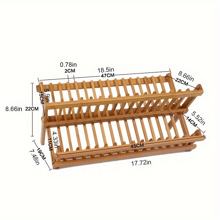 Bamboo 2 tier Dish Rack Folding Collapsible Drainer Dish - Temu